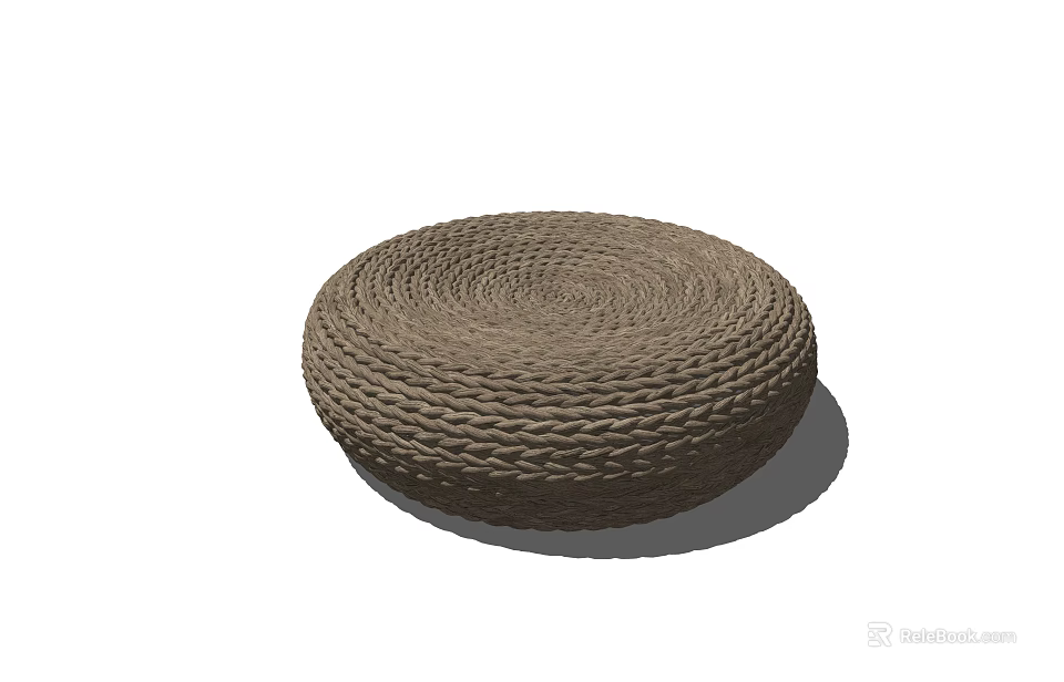 Woven Round Brown Cushion for Home Seating and Decorative Use 3d model 