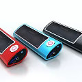 Portable Bluetooth Speakers with Solar Panel Round Control Buttons in Red Blue Black