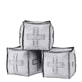 Stylish Fabric Sofa Stools With Cross Stitch Detail In Neutral Tones
