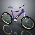 Purple Stunt Bicycle With Purple Frame Seat Black Handlebars Gold Rims And Green Accents