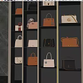 Elegant Handbags Display On Illuminated Shelves With Various Styles And Colors