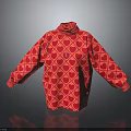 Stylish Red High Neck Casual Sweater Featuring Heart And Diamond Patterns 3d model