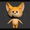 Cute 3D Yellow Creature Character With Big Ears Round Eyes Standing On Dark Background