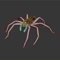 Realistic 3D Rendered Spider With White Legs And Brown Body On Gray Background