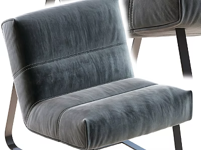 Modern Gray Velvet Accent Chair With Stitching Details And Black Metal Legs 3d model