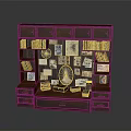 Vintage Wooden Bookcase With Multiple Compartments Filled With Books Photos And Decor