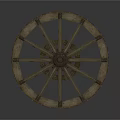 Vintage Wooden Wheel With Spokes And Hub For Historical Equipment