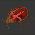 Red Decorative Beetle Figurine With Intricate Patterns And Artistic Design Details