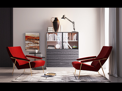 Modern Bookcase Armchair Decorative Cabinet model