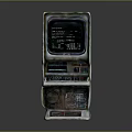 Old Vintage Arcade Machine With Retro Screen Buttons And Coin Slot On Dark Background