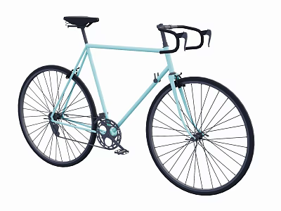Light Blue Fixed Gear Bicycle With Black Wheels Handlebars And Seat 3d model