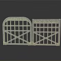 Gray Decorative Metal Gates With Cross Lattice And Arched Top Structure