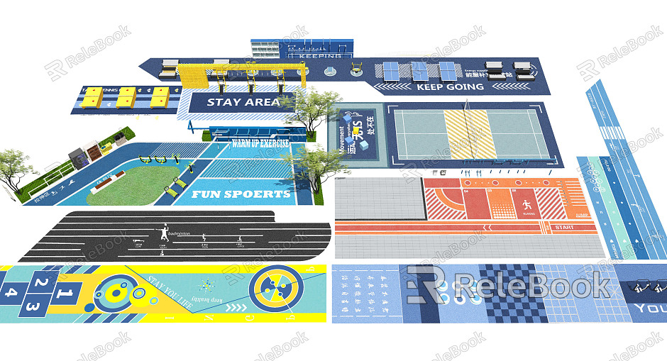 Modern Runway Residential Area Health Fitness Fire Fighting Surface Runway Landscape model