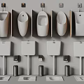 Sleek Modern Urinals With Ceramic Construction Different Mounting Options And Sensor Flush Mechanisms 3d model