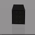 Black Hinged Door Storage Cabinet With Decorative Rivets And Modern Design