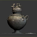Ancient Bronze Sculpture Vessel Featuring Carved Patterns And Lid Animal Figures