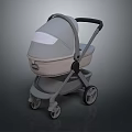 Modern Gray And Beige Baby Stroller With Canopy Handle And Wheels