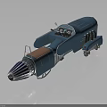 Blue Retro Futuristic Motorcycle With Streamlined Design Conical Front And Brown Seat