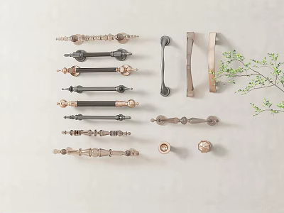 Various Stylish Decorative Handles With Metal Brass Designs For Home Cabinet Furniture Hardware 3d model