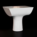 Sleek White Modern Side Table With Square Top And Pedestal Base Design 3d model