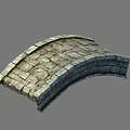 Vintage Stone Arch Bridge Constructed With Weathered Stone Bricks And Curved Structure 3d model
