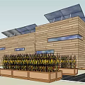 Modern Detached House With Wooden Exterior Solar Panels on Roof and Front Garden Planter