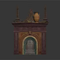 Traditional Fireplace Mantel Design With Carved Details Spire Ornaments And Ceramic Vase