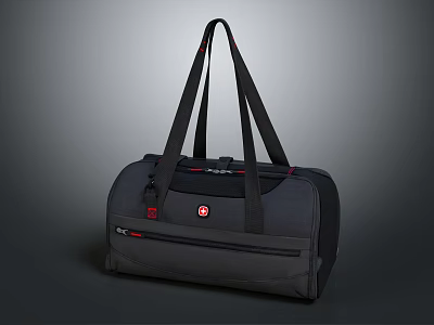 Black Duffel Bag With Red Logo Adjustable Straps For Travel And Gym Use 3d model