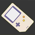 Vintage Handheld Game Console with White Body Purple Frame Cross Pad and Yellow Buttons