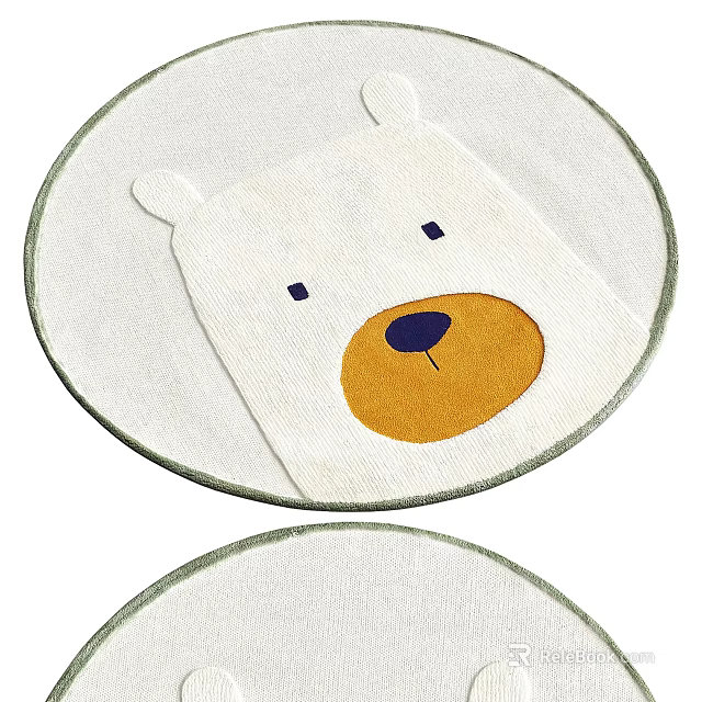 Round Carpet With Cute Polar Bear Pattern Design 3d model 