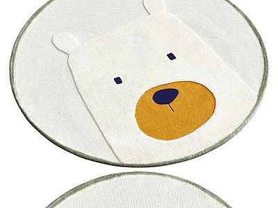Round Carpet With Cute Polar Bear Pattern Design 3d model