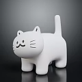 White Cat Shaped Figure With Simple Facial Features Black Whiskers Mouth And Smooth Surface