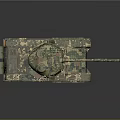 Detailed Military Tank Vehicle with Camouflage Pattern Gun Barrel and Tracks