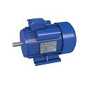 Industrial Electric Motor with Blue Casing and Label for Machinery Applications