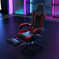 Ergonomic Black And White Gaming Office Chair With Adjustable Footrest And Modern Design