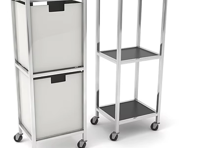 Commercial Metal Storage Carts With Wheels Shelves And Drawers For Business Use 3d model