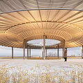 New Chinese Style Pavilion Curved Corridor Curved Landscape Structure Curved Sloping Roof Landscape Pavilion Catering Architecture Paddy Field Post Station 3d model