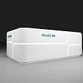 Modern White Reception Desk With WELLOK Branding And Sleek Design Elements 3d model