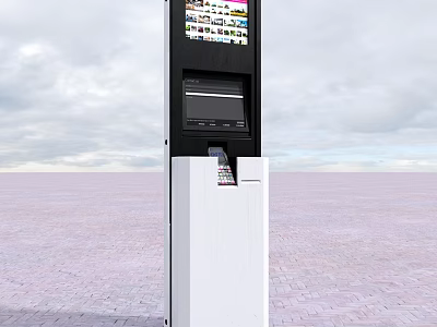 Public Self Service Information Kiosk with Digital Touch Screen Display and User Interface 3d model