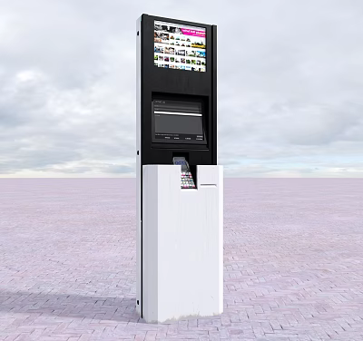 Public Self Service Information Kiosk with Digital Touch Screen Display and User Interface 3d model