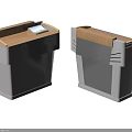 Modern Gray Podiums With Wooden Tops And Side Detail Structures