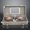 Vintage Computer Data Storage Equipment With Tape Reels Portable Case And Small Screen