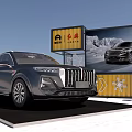 Hongqi Brand Billboard With Snow Mountain View And Snowflake Decorations Near Car Display Platform