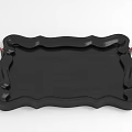 Elegant Black Decorative Tray With Scalloped Edges And Brass Handles