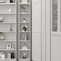Modern White Bookshelf Interior With Multiple Shelves Books And Decorative Items 3d model