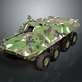 Military Armored Vehicle With Camouflage Pattern Six Wheels And Roof Equipment