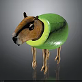 Adorable Capybara Wearing Green Avocado Shell Looking Funny In Studio Shot