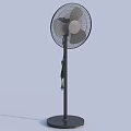 Black Pedestal Air Cooler Fan With Metal Mesh Cover And Grey Blades