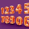 Decorative Orange Inflatable Number Balloons For Living Supplies With Purple Background