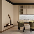 Modern dining room table and chair cabinet chandelier 3d model